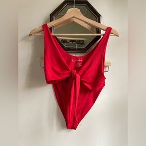 437 three piece poppy red multi-way bikini medium